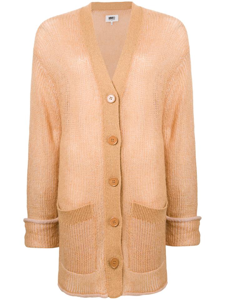 Mm6 Maison Margiela Longline Cardigan - Nude & Neutrals