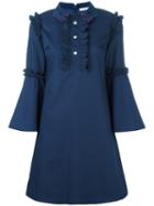 Vivetta Ruffled Detailing Flared Dress, Women's, Size: 42, Blue, Cotton/acetate/cupro
