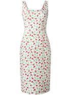 Prada Printed Scoop Neck Dress, Women's, Size: 40, White, Cotton/spandex/elastane