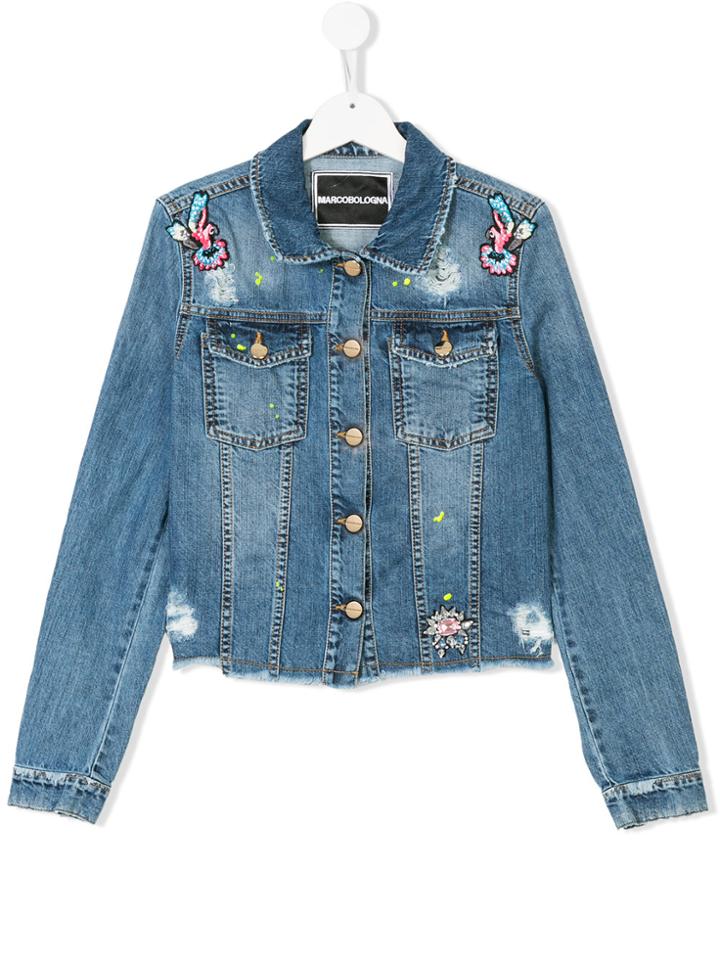 Marco Bologna Kids Teen Embroidered Denim Jacket - Blue