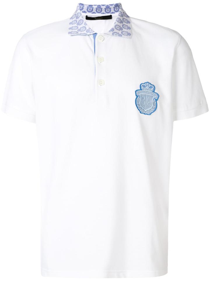 Billionaire Printed Ribbed Collar Polo - White