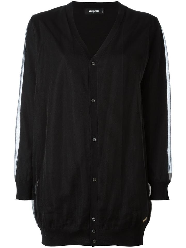 Dsquared2 Draped Detail Cardigan, Women's, Size: Medium, Black, Polyamide/virgin Wool