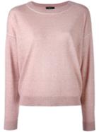 Theory - Crew Neck Jumper - Women - Linen/flax/cashmere/wool - L, Pink/purple, Linen/flax/cashmere/wool
