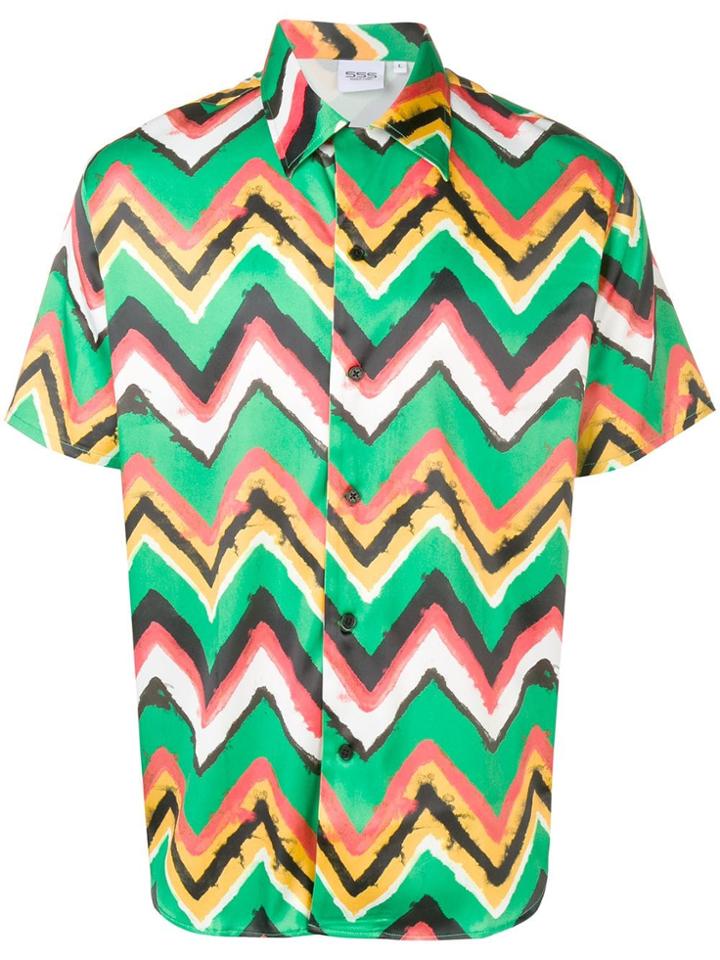 Sss World Corp Zig-zag Print Shirt - Green