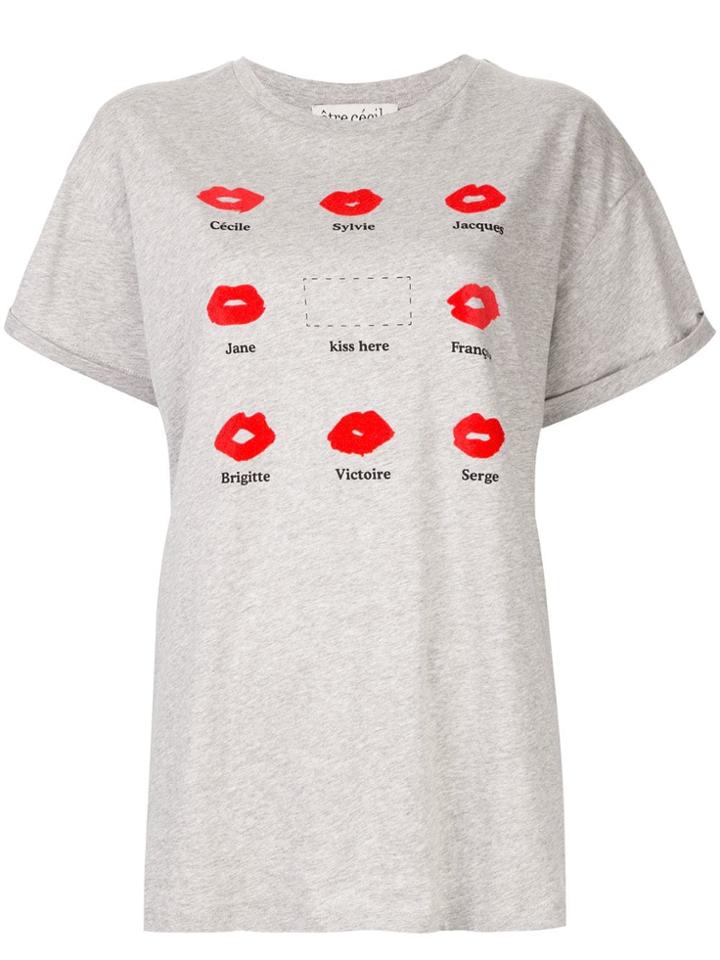 Être Cécile Kiss Grid T-shirt - Grey