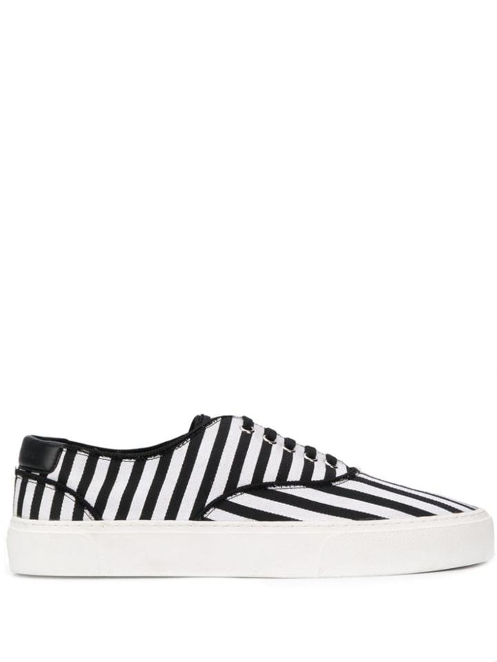 Saint Laurent Striped Low-top Sneakers - Black
