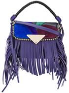 Sara Battaglia 'amber' Shoulder Bag, Women's, Pink/purple, Calf Leather/polyester/suede