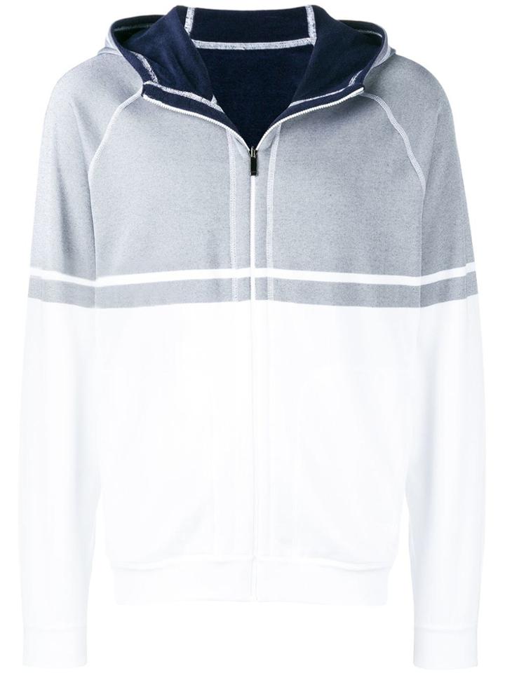 Z Zegna Contrast Zipped Hoodie - White