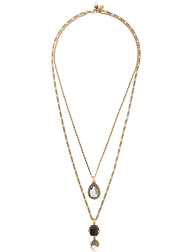 Alexander Mcqueen Double Chain Drop Necklace - Metallic