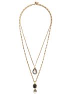 Alexander Mcqueen Double Chain Drop Necklace - Metallic