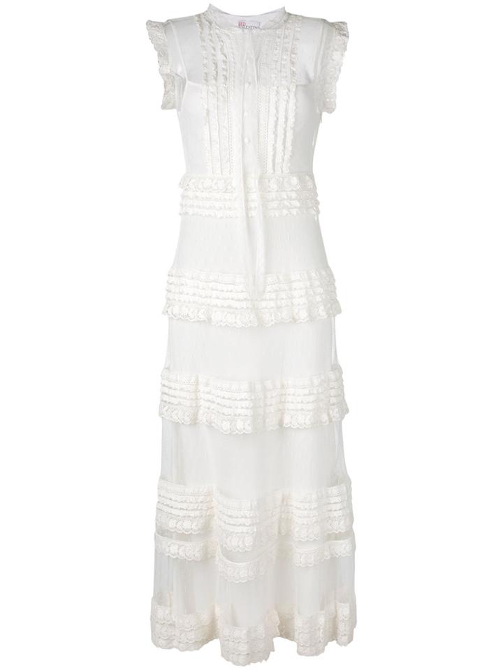 Red Valentino Frill Panel Dress - White