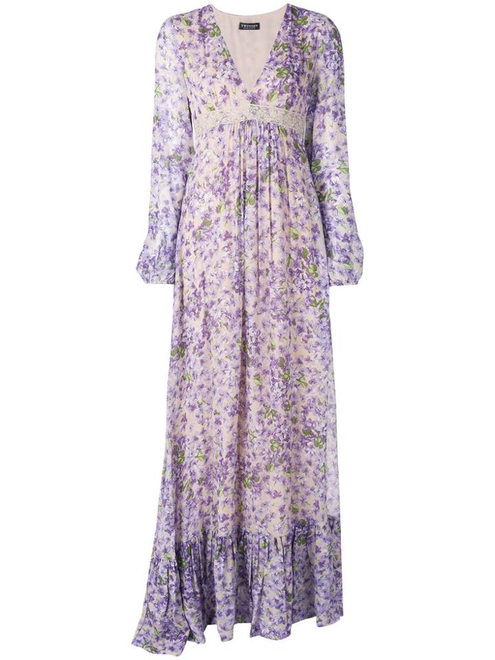 Twin-set Floral-print Dress - Pink & Purple