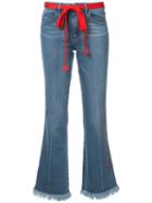 Sonia Rykiel - Frayed Edged Bootcut Jeans - Women - Cotton/spandex/elastane - 40, Blue, Cotton/spandex/elastane
