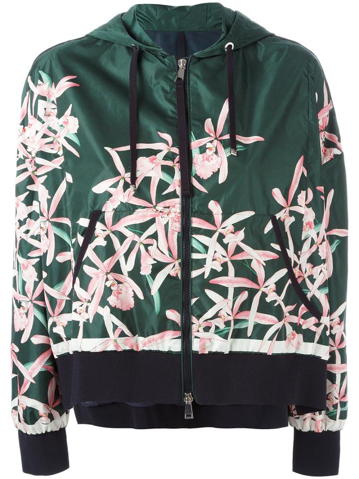 Moncler Floral Print Jacket, Women's, Size: 2, Green, Polyamide