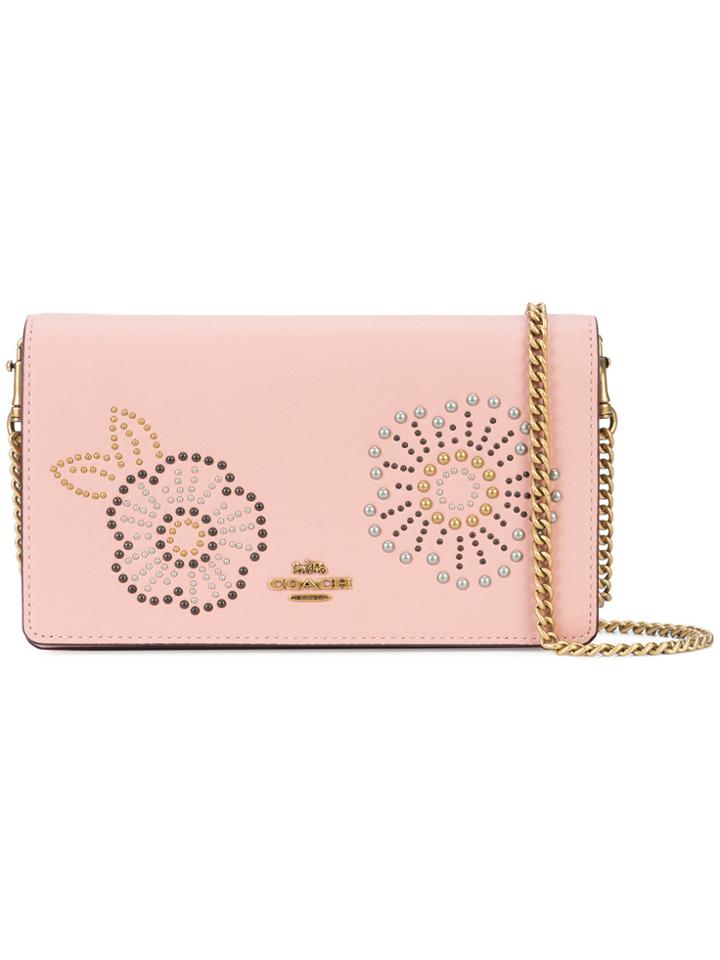Coach Foldover Chain Clutch - Pink & Purple