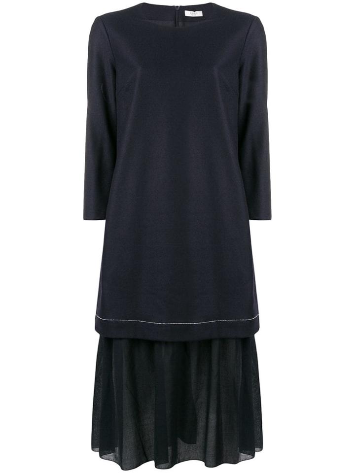 Peserico Ruffle Hem Shift Dress - Blue