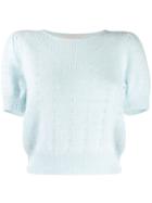 Love Shack Fancy Short Sleeve Knitted Top - Blue