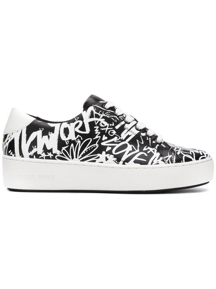 Michael Michael Kors Graffiti Print Sneakers - Black
