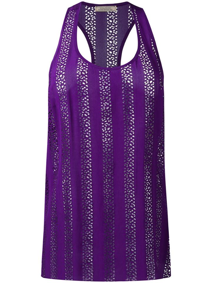 Nina Ricci Perforated Detailing Tank - Pink & Purple