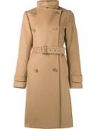 Vince Belted Trench Coat, Women's, Size: Large, Brown, Polyester/cashmere/wool