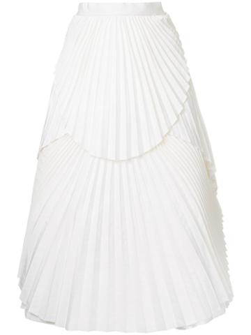 Eavis & Brown Pleated Midi Skirt, Women's, Size: Small, White, Silk