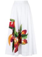 Isolda - Mangoand Floral A-line Skirt - Women - Cotton - 44, White, Cotton