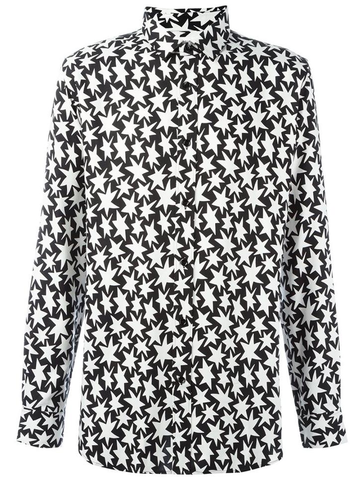Saint Laurent Star Print Shirt, Men's, Size: 39, Viscose