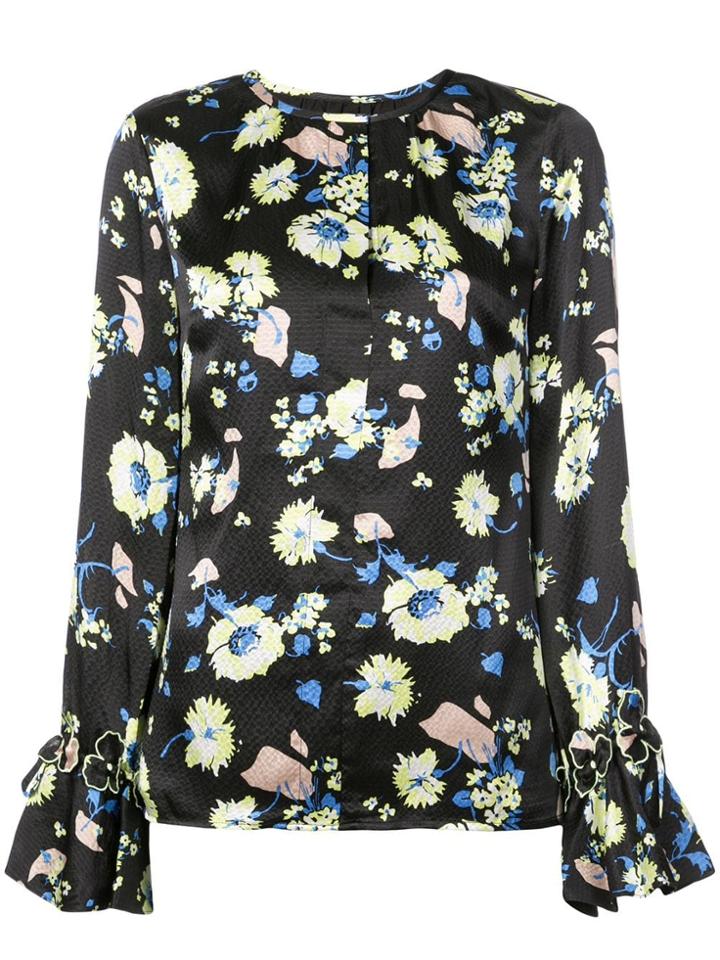 Derek Lam 10 Crosby Long Sleeve Blouse With Cuff Ties - Black