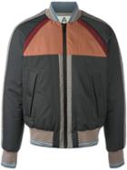 Andrea Pompilio Striped Detailing Bomber Jacket, Men's, Size: 50, Grey, Polyester