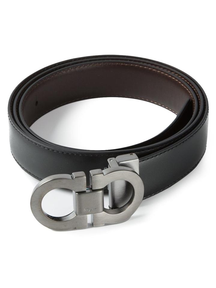 Salvatore Ferragamo Gancini Buckle Belt, Men's, Size: 115, Black, Leather/metal (other)