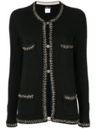 Chanel Pre-owned Cashmere Chain Trim Cardigan - Black