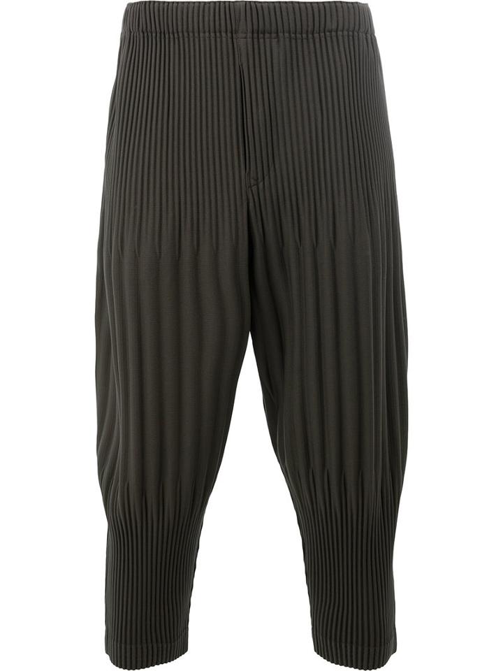 Homme Plissé Issey Miyake - Pleated Cropped Trousers - Men - Polyester - 3, Green, Polyester