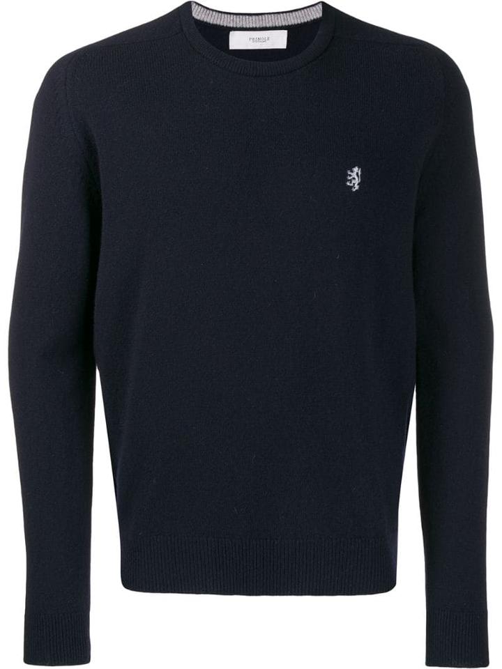 Pringle Of Scotland Embroidered Logo Knit Sweater - Blue