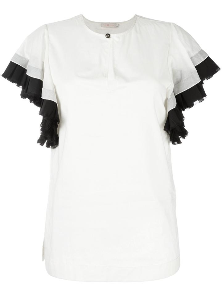 Tory Burch Frill Sleeve Blouse - White