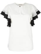 Tory Burch Frill Sleeve Blouse - White