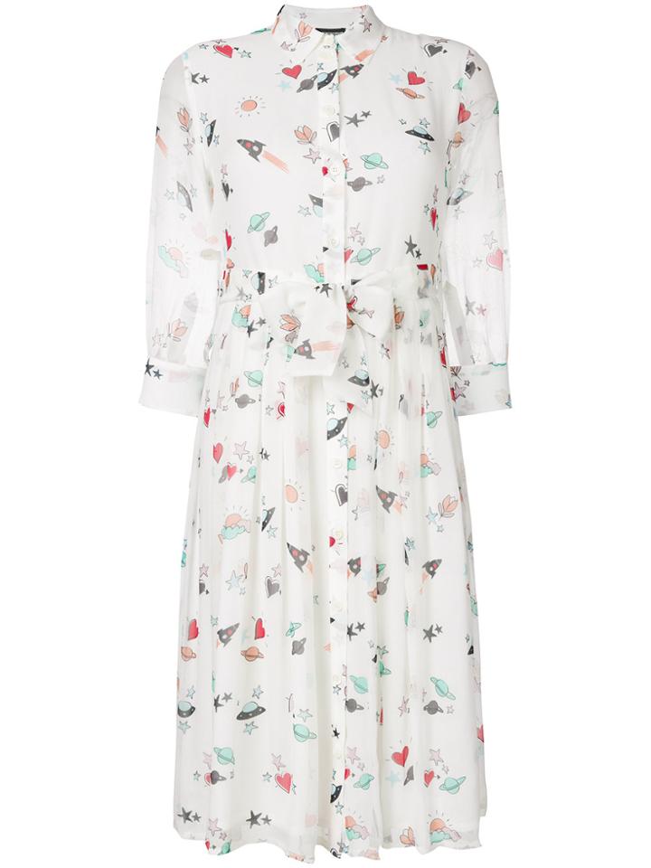 Emporio Armani Space Print Shirt Dress - White