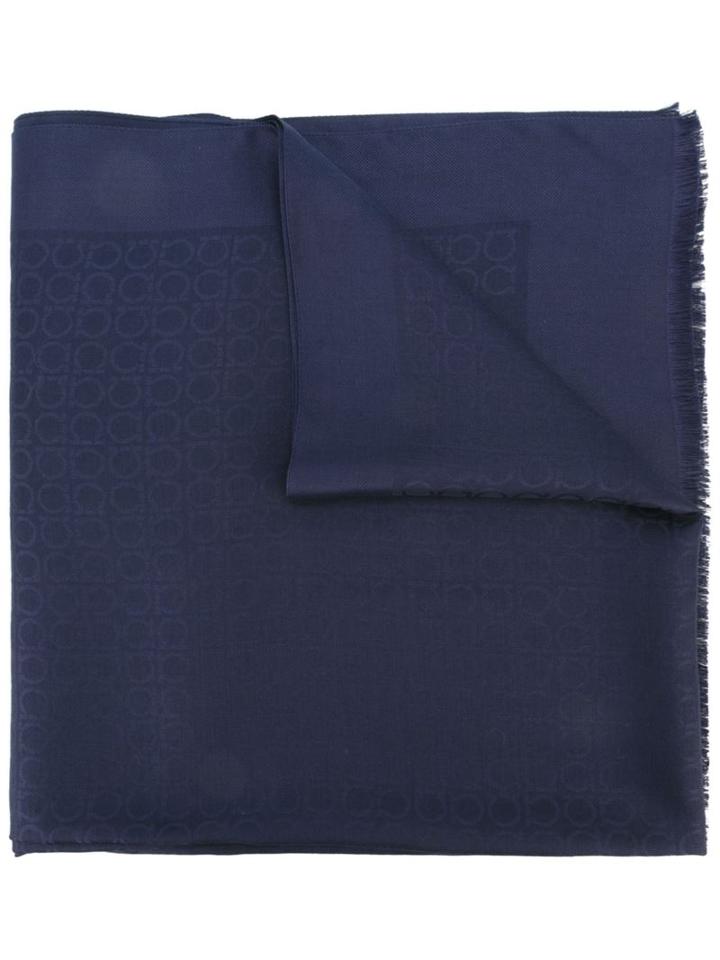 Salvatore Ferragamo - Gancio Print Scarf - Women - Silk/wool - One Size, Blue, Silk/wool