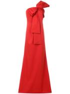 Sachin & Babi One-shoulder Bow Gown - Yellow & Orange