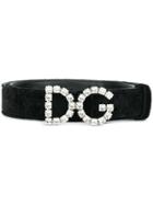 Dolce & Gabbana Velor Deigner Logo Belt - Black