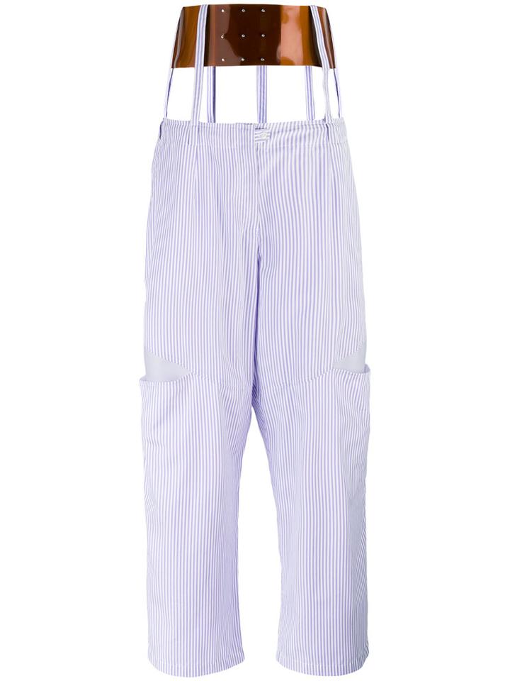 Marios - Lilla Striped Trousers - Women - Cotton/polyurethane - M, Pink/purple, Cotton/polyurethane