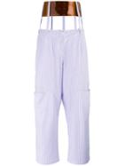 Marios - Lilla Striped Trousers - Women - Cotton/polyurethane - M, Pink/purple, Cotton/polyurethane