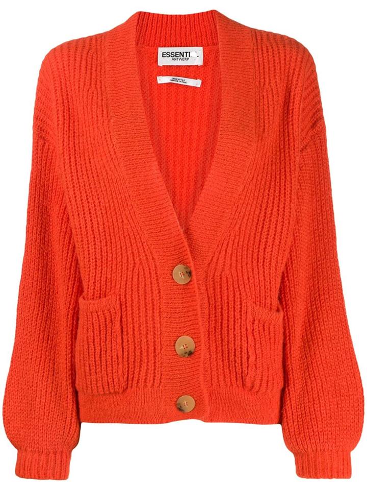 Essentiel Antwerp Button-down Chunky Knit Cardigan - Orange