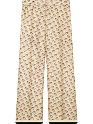 Gucci Gucci Invite Stamp Silk Pants - Neutrals