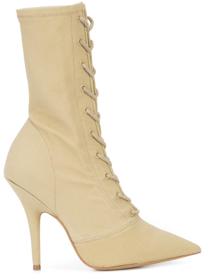 Yeezy Lace Up Heeled Boots - Brown