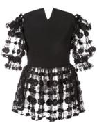 Christian Siriano Embroidered Floral Blouse - Black