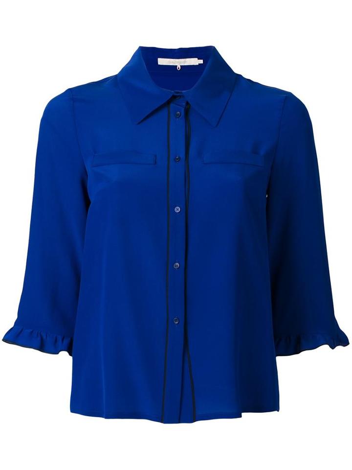 L'autre Chose - Piped Trim Shirt - Women - Silk - 44, Blue, Silk
