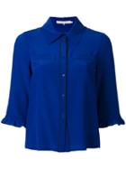 L'autre Chose - Piped Trim Shirt - Women - Silk - 44, Blue, Silk