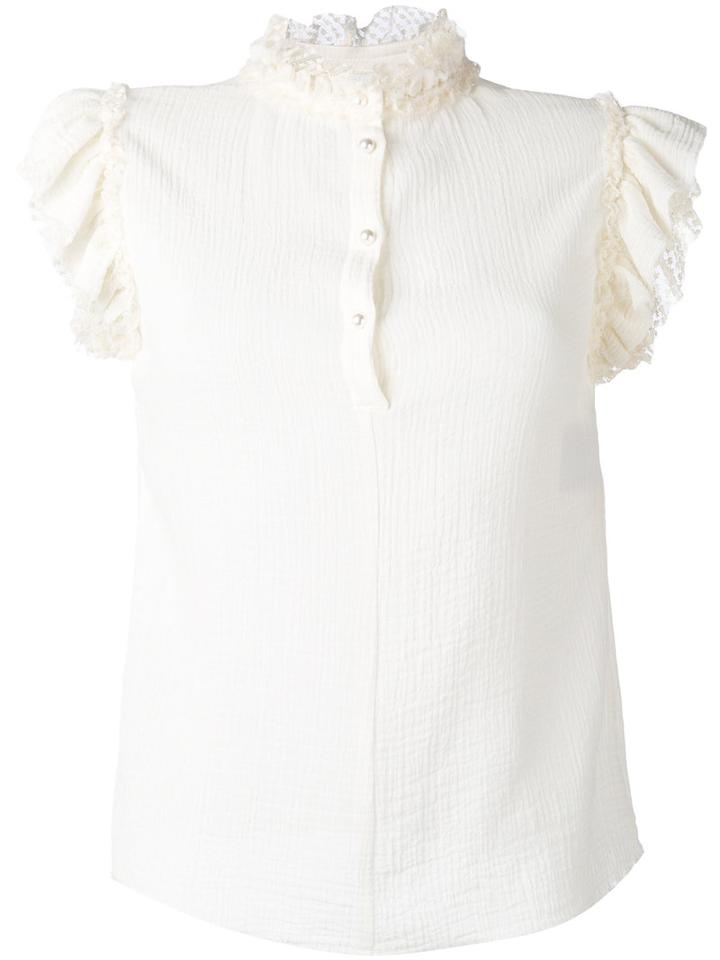 Philosophy Di Lorenzo Serafini - Ruffled Trim T-shirt - Women - Cotton/nylon - 42, Nude/neutrals, Cotton/nylon