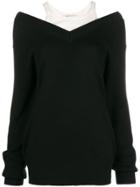 T By Alexander Wang V-neck Combined Sweater - Black