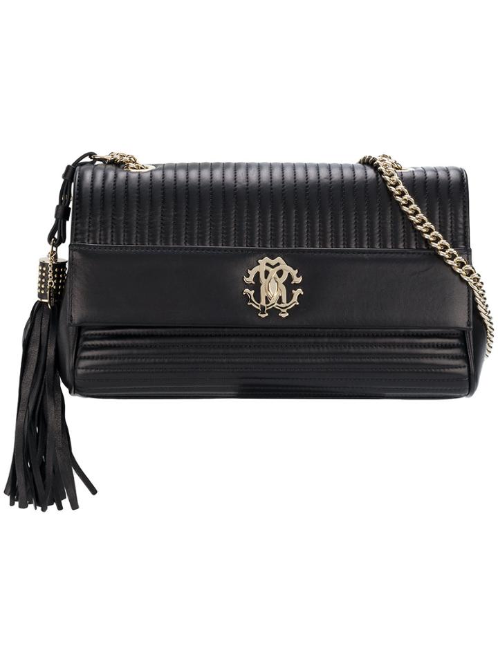 Roberto Cavalli Quilted Logo Shoulder Bag - Black